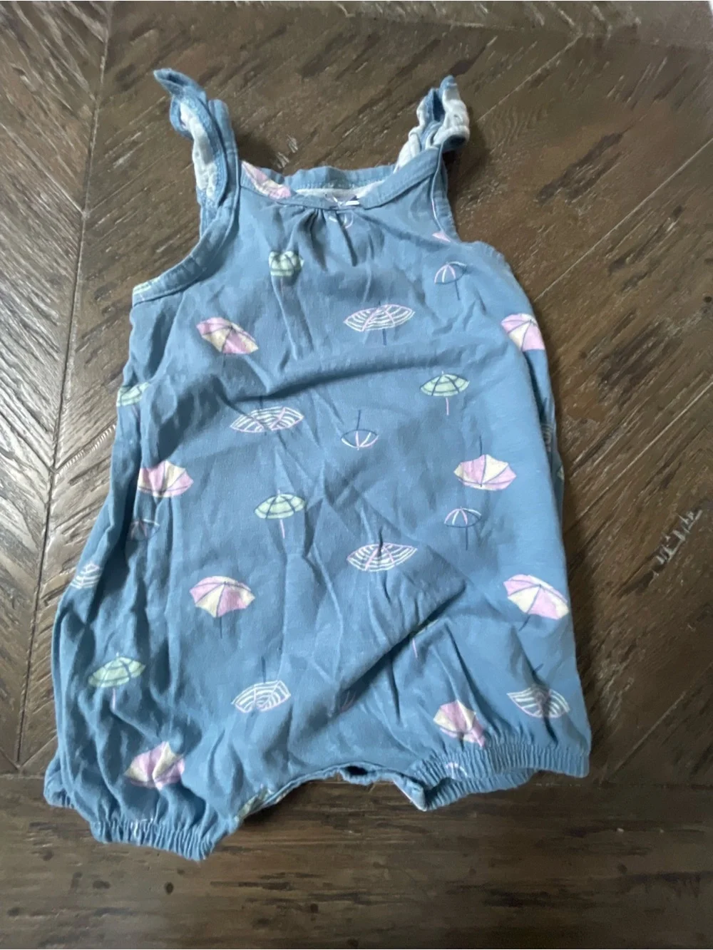 Carters Baby Girl Blue Umbrella Print Romper 6M